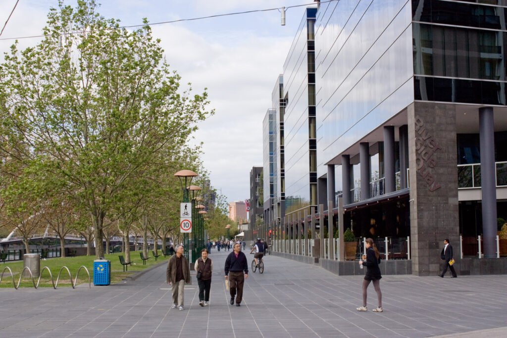 Southbank Promenade beside the Yarra River in Melbourne