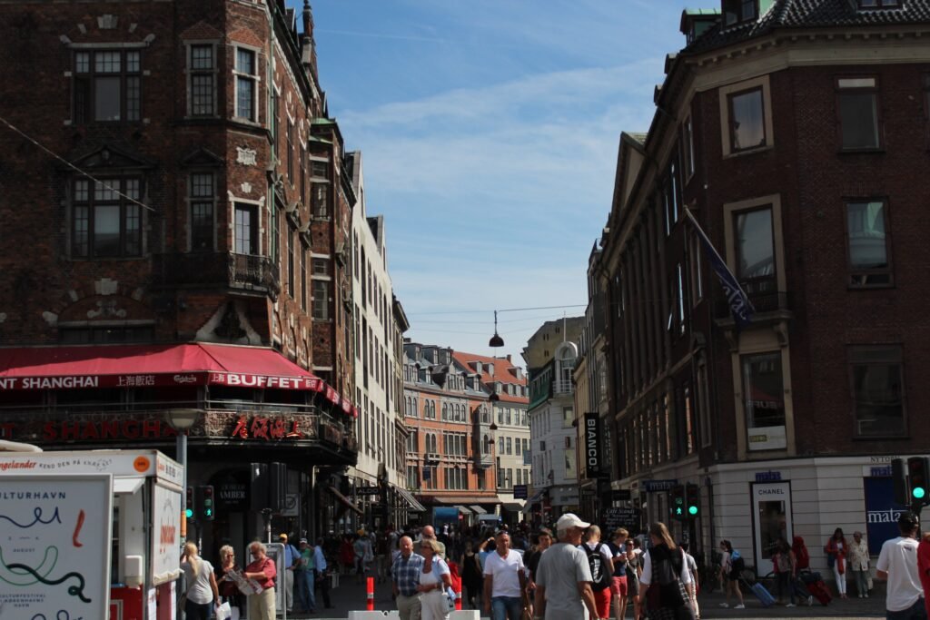 Pedestrians on Strøget near Gammeltorv and Nytorv in Copenhagen