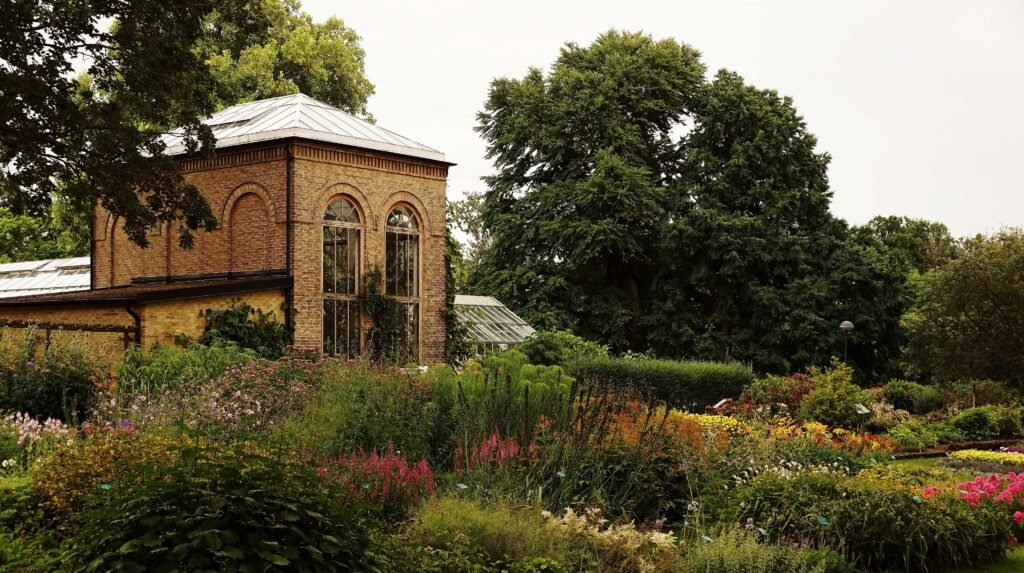 Paths and plantings in Lund Botanical Garden